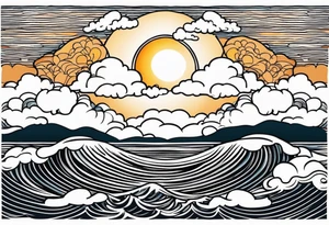 CLOUDS WITH SUN over ocean AMERICAN TRADITIONAL tattoo idea