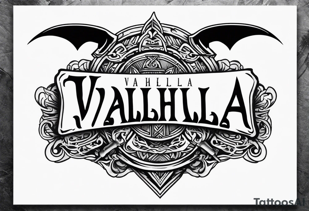 Valhalla sword shield axe tattoo idea