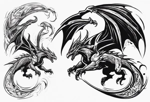 a wyvern flying down towards its rider tattoo idea