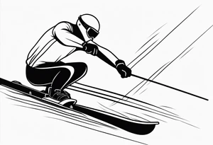 Line drawing skier tattoo idea