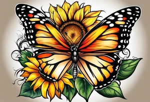Butterfly and sunflower in memory of mom tattoo idea