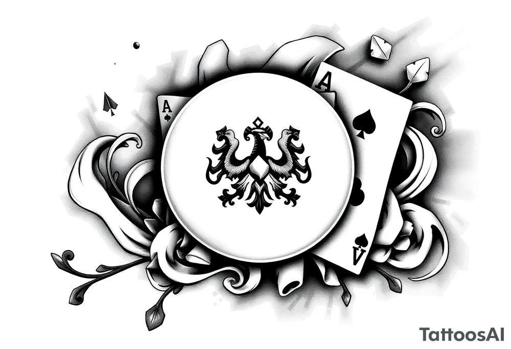 poland symbol and poker cards tattoo idea