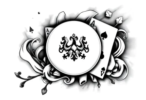 poland symbol and poker cards tattoo idea