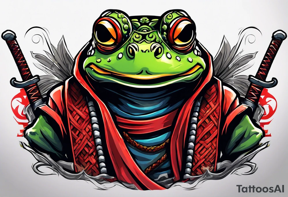 Ninja samurai frog tattoo idea