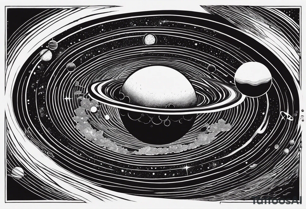 Planets orbiting a supermassive black hole tattoo idea