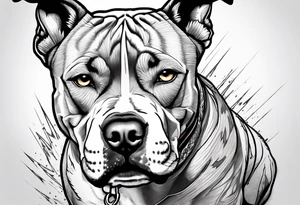Angry american pitbull terier, lightning bolts eyes, angry face tattoo idea