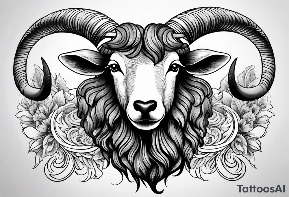 Black sheep with horns and angel wings for arm tattoo tattoo idea