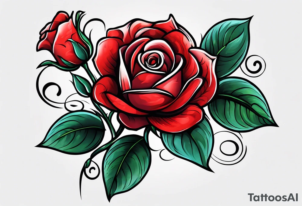 red rose blooming tattoo idea