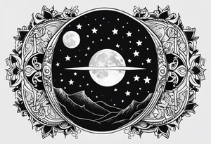 Moon and stars tattoo idea
