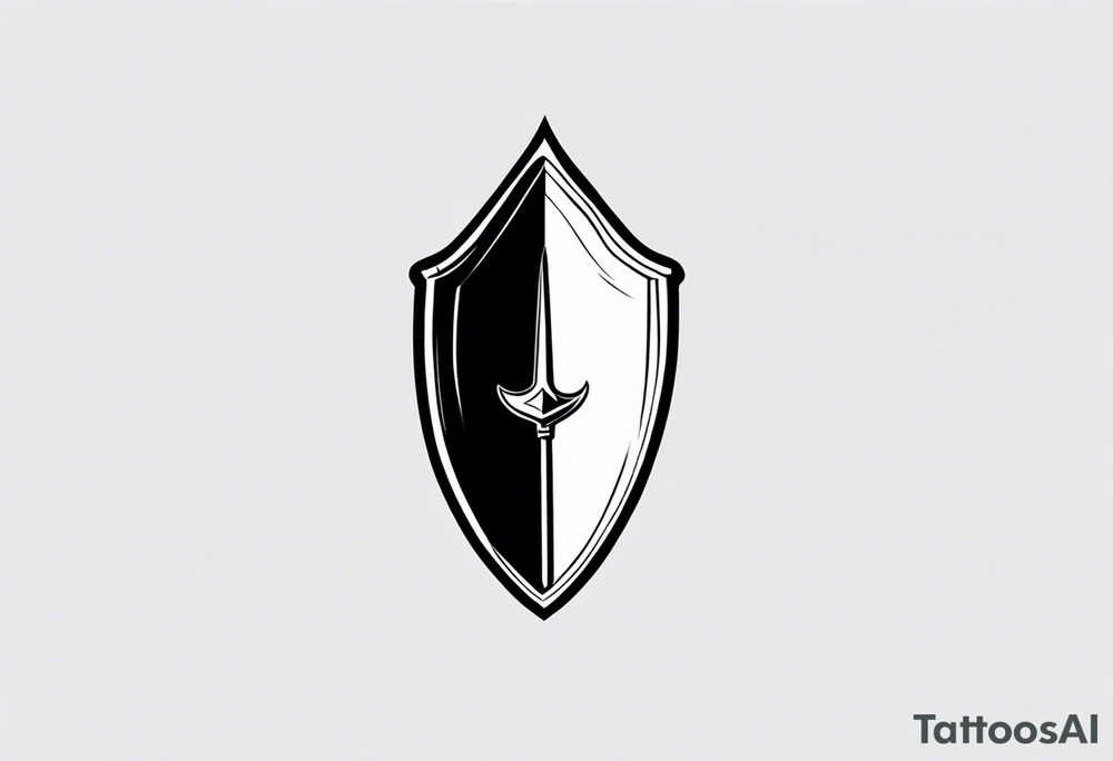 a spear pointing down with a shield in front of it tattoo idea a spear pointing down with a shield in front of it tattoo idea