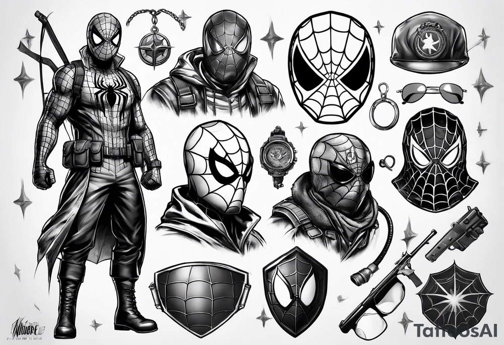 Spiderman in medic war battlefield gear tattoo idea Spiderman in medic war battlefield gear tattoo idea