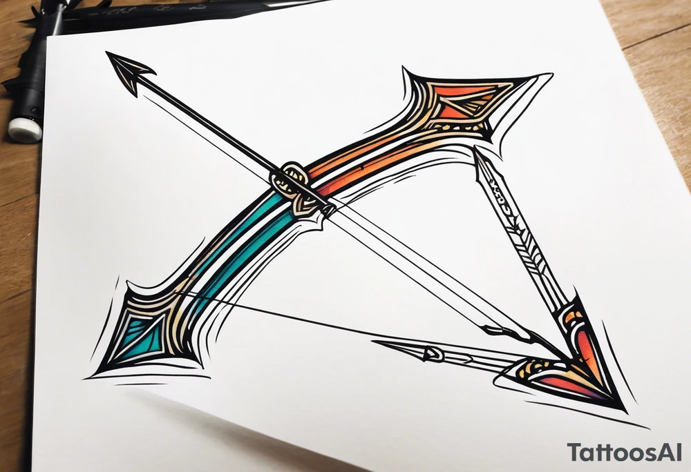 bow and arrow not stretched tattoo idea