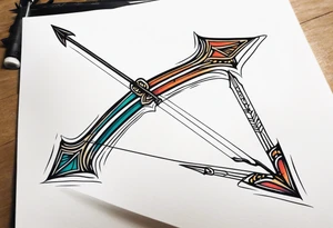 bow and arrow not stretched tattoo idea