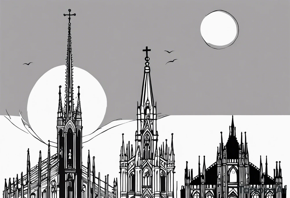 jack skellington on the spire of the Milan cathedral tattoo idea