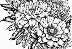 western pattern with feathers and flowers tattoo idea
