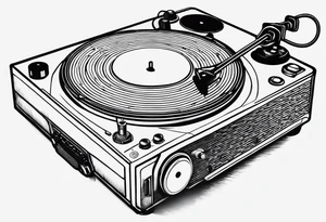 A recordplayer fineline minimalistic outline only tattoo idea