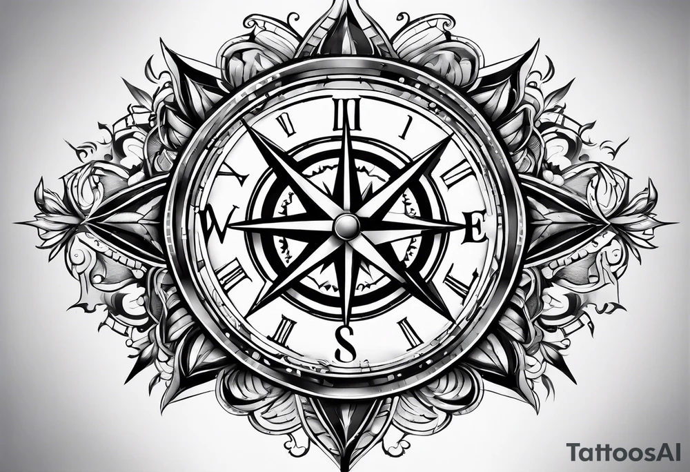 World with compass tattoo idea