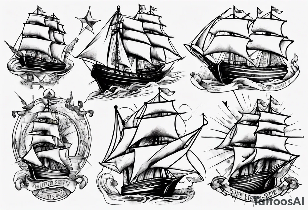 sailing ship tattoo idea