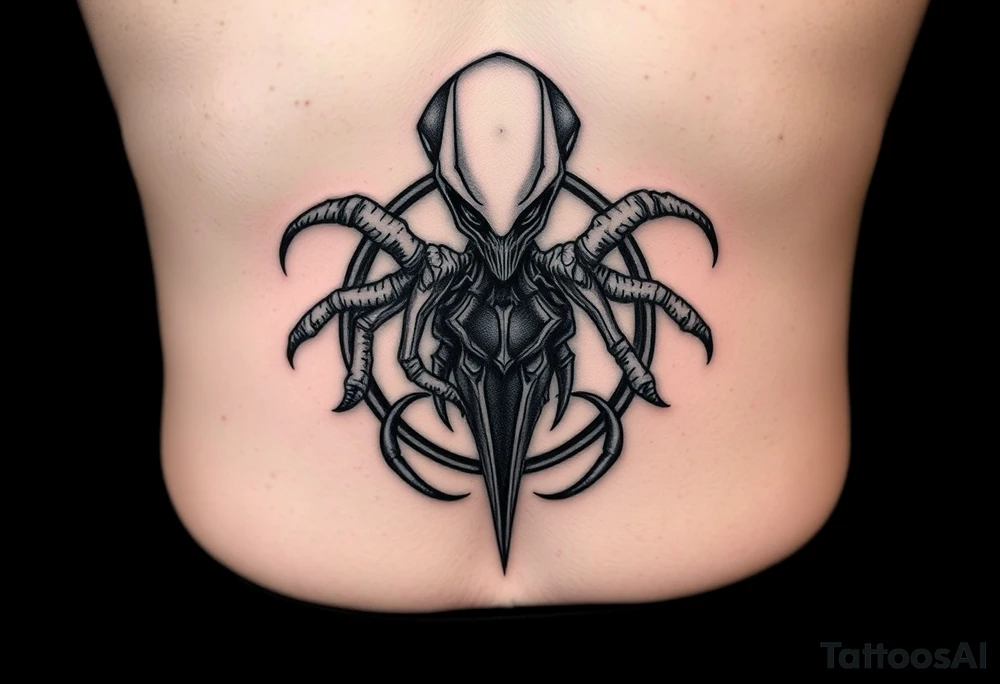 Alien surrounding belly button tattoo idea