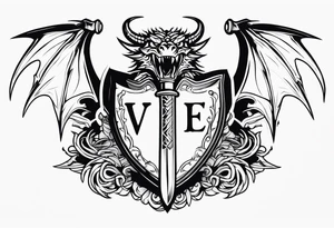 Valhalla sword shield dragon axe tattoo idea