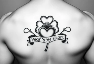 Shamrock with a heart and a banner that says "Peg 'o My Heart" tattoo idea