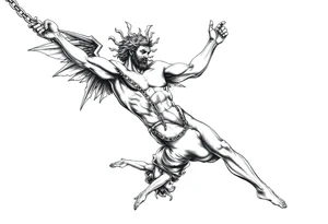 Prometheus Chained Down with Icarus falling from the sky Mythology tattoo idea