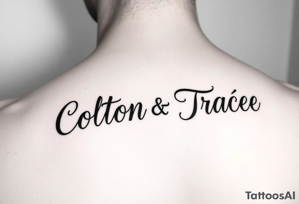 The names colton and tracee combined together in one word but you can read both names tattoo idea