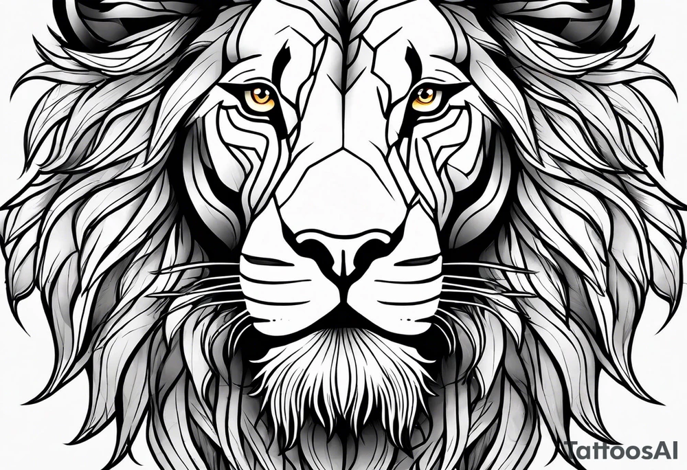 Simple line lion design tattoo idea