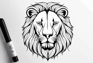 Tete Visage lion coupé en deux avec son bebe tattoo idea