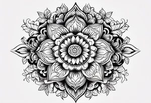 Lunar phases flowers tattoo idea