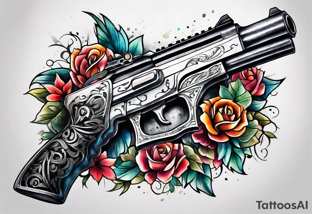 The letters AR with a pistol on each side tattoo idea
