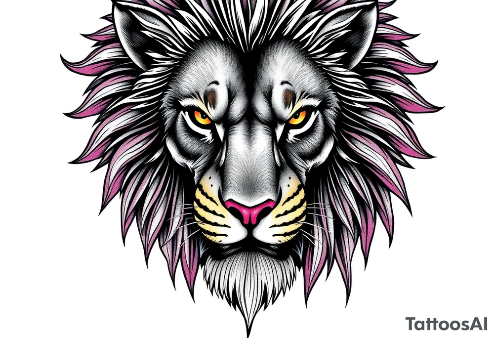 powerful majestic lion, close-up tattoo idea