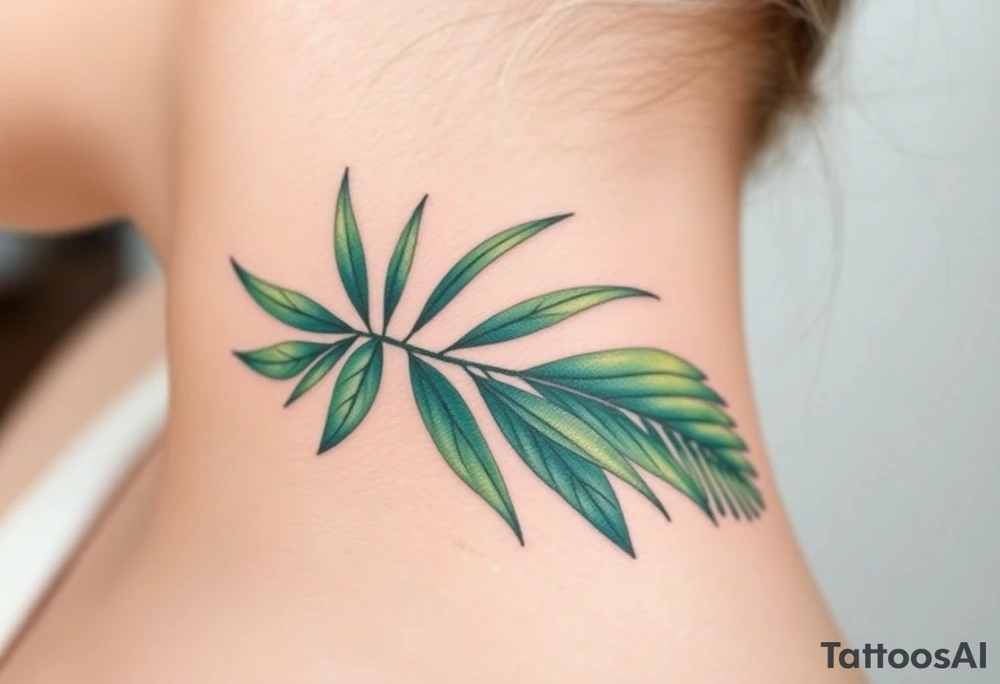 realistic large movement woven palm leaves tattoo idea