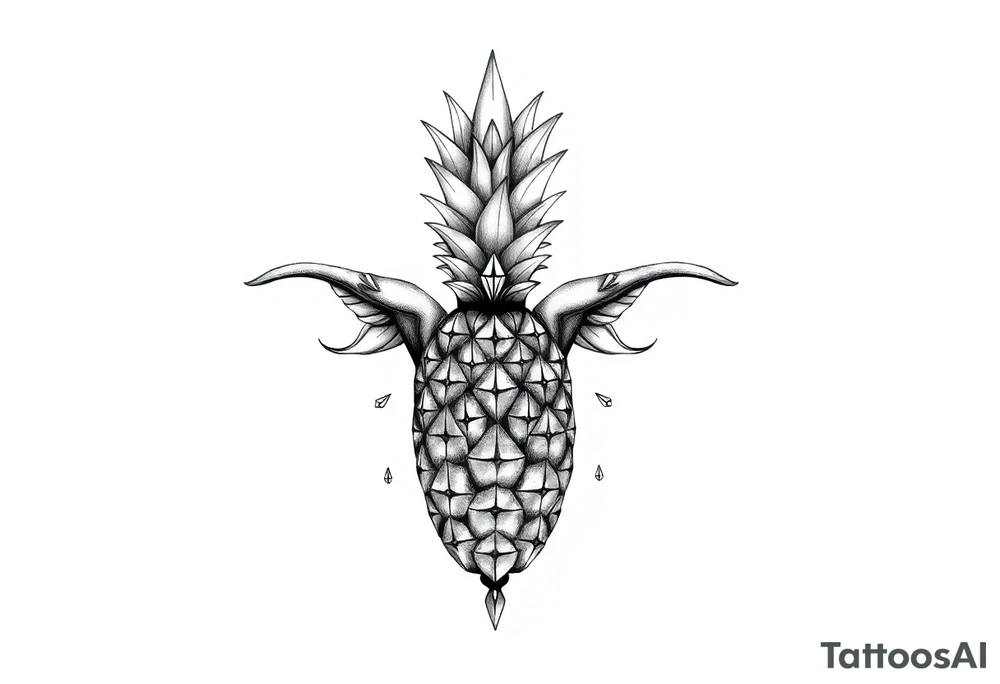 Design around a vagina and anus using a pineapple with diamonds and magestic, crown, vagina, anus, pubic tattoo idea