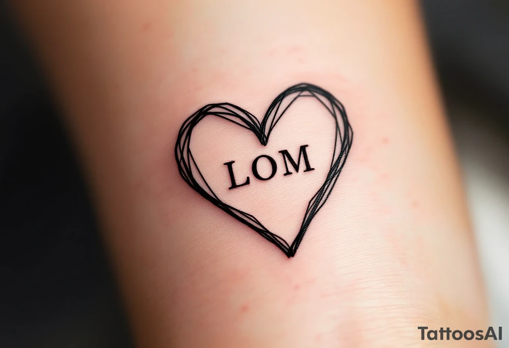 Minimalist Heart with Family Initials – A small, delicate heart with the initials of each family member engraved inside. The heart is done in black ink, with fine, clean lines for a subtle, minimalist look. tattoo idea