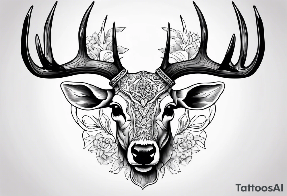 Dead deer skull tattoo idea