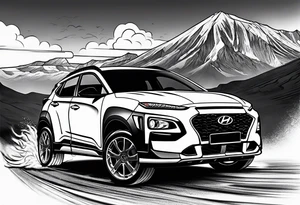 hyundai kona rally muscle car with lightning bolts tattoo idea