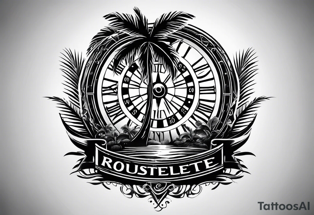 ROULETTE casino card games dice sun palm tree tattoo idea ROULETTE casino card games dice sun palm tree tattoo idea