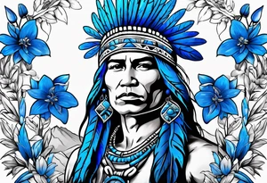 Native American with blue bonnets tattoo idea