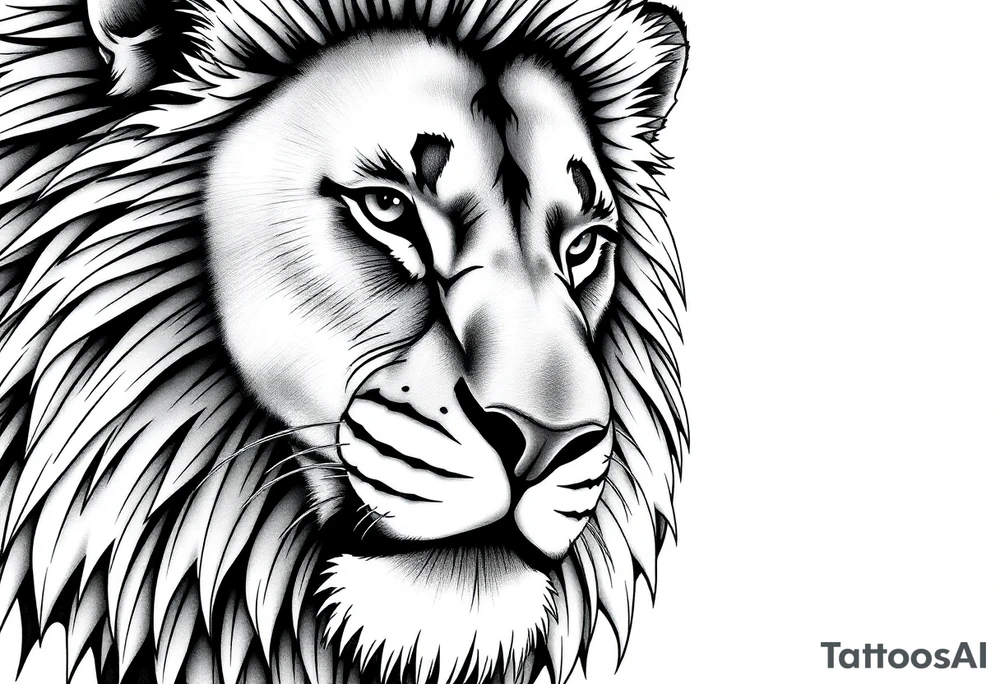 powerful majestic lion, close-up tattoo idea