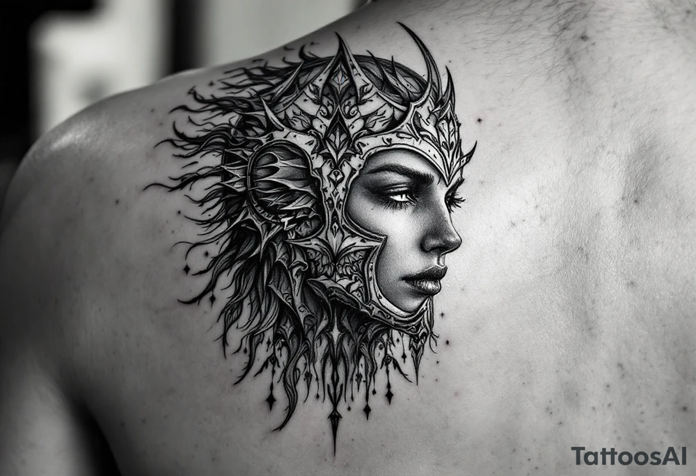 Shield maiden face tattoo idea