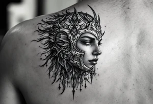 Shield maiden face tattoo idea