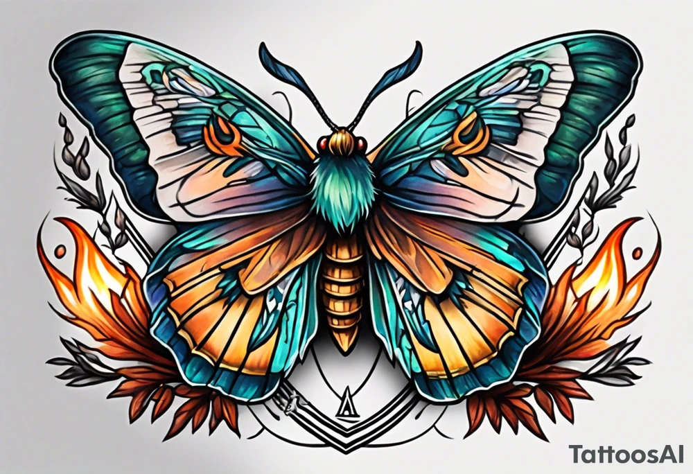 Moth and campfire tattoo idea