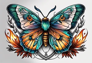Moth and campfire tattoo idea