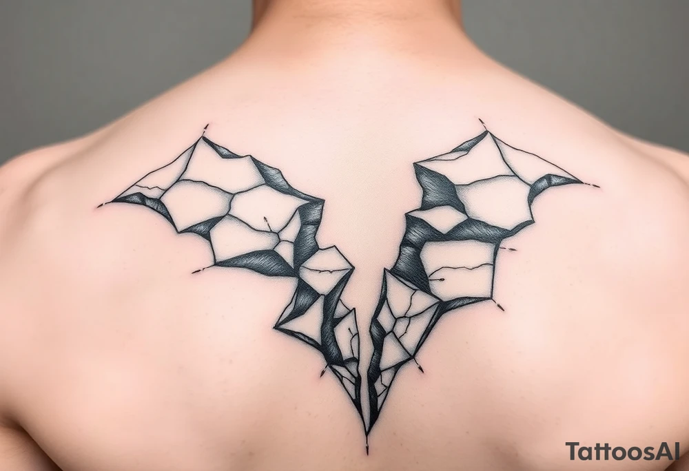 3d broken skin tattoo idea