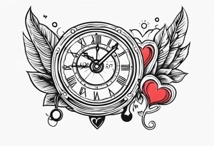 Heart with clock hands on 8 and 5 tattoo idea