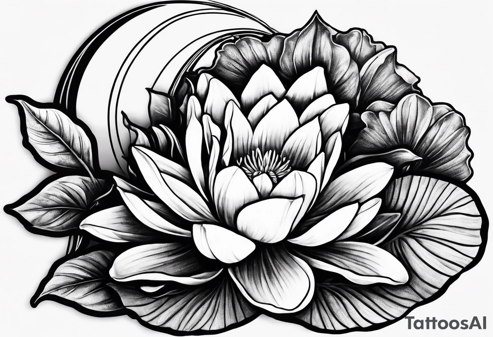 Lilly pad and crescent moon tattoo idea