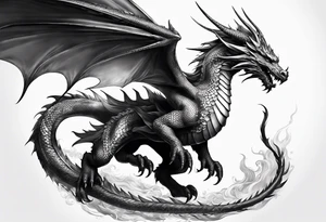 beautiful warrior woman wearing dragon armor and a dragon flying tattoo idea