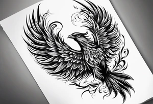 Phoenix rising from ashes side profile tattoo idea