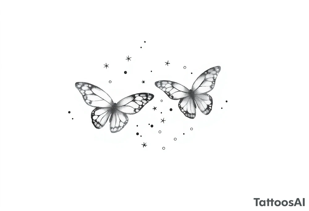 Simple butterflies with lots of sparkles and some bubbles tattoo idea